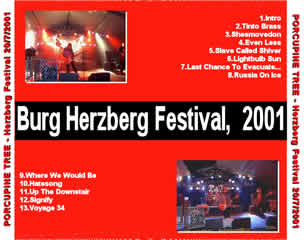 Burg Herzberg Festival 2001  Cover (Back)
